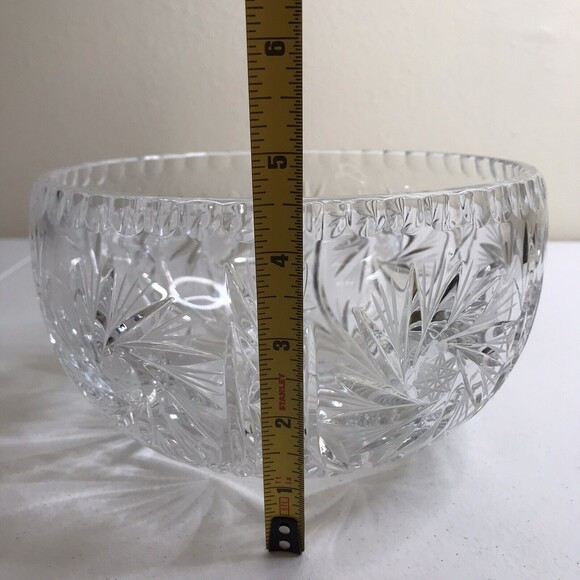 Vintage Brilliant Cut Crystal Centerpiece Serving Bowl Pinwheel Starburst Swirl - Picture 10 of 12